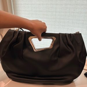 BEIS Black Cactus LeatherTote with Silver Accent Handle (RARE!)